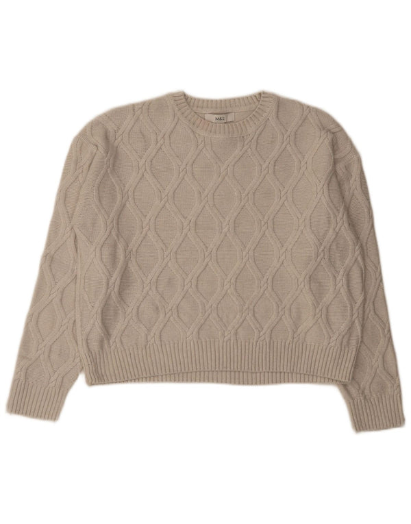 Pulover pentru femei Marks & Spencer, cu decor larg, cu decolteu triplu, UK 14 Medium Beig