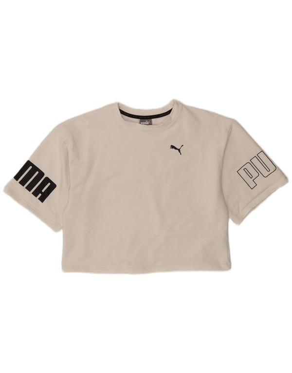 Tricou cu grafic supradimensionat pentru femei Puma, UK 10, bumbac alb mic