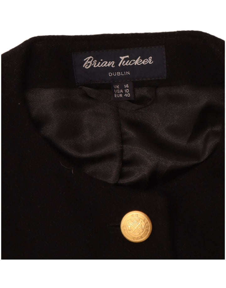 Blazer pentru femei Brian Tucker, cu 5 nasturi, UK 14, lână mare, neagră