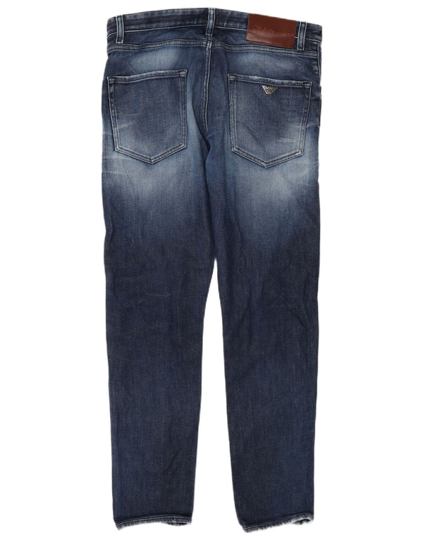 Emporio Armani Blugi pentru bărbați slim, învechiți, L32 L30, bumbac bleumarin