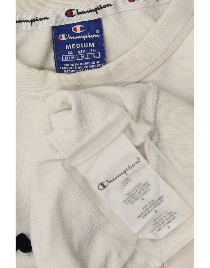 CHAMPION Womens Crop Oversized Sweatshirt Jumper UK 14 Medium White