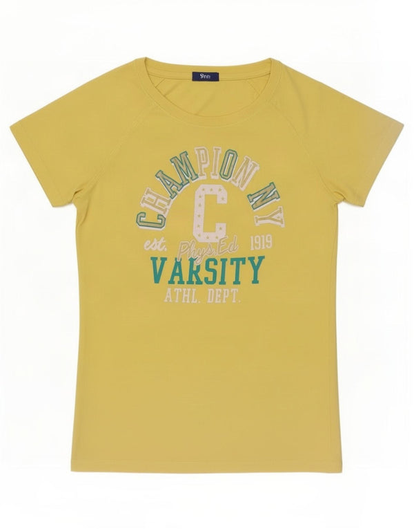 Tricou grafic Champion pentru femei Top UK 14 Large Yellow Bumbac