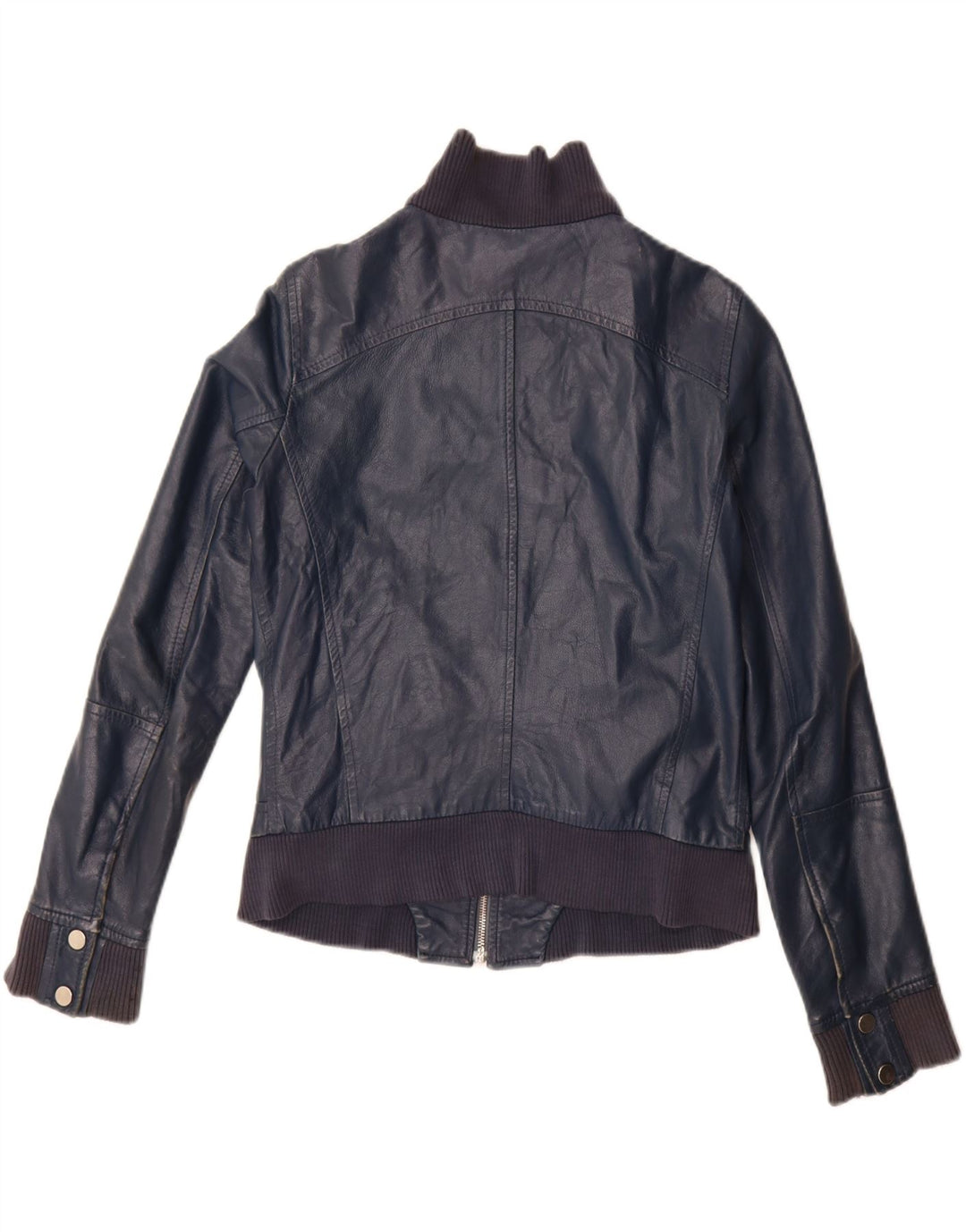 Jachetă de piele vintage pentru femei IT 44 Medium bleumarin din piele