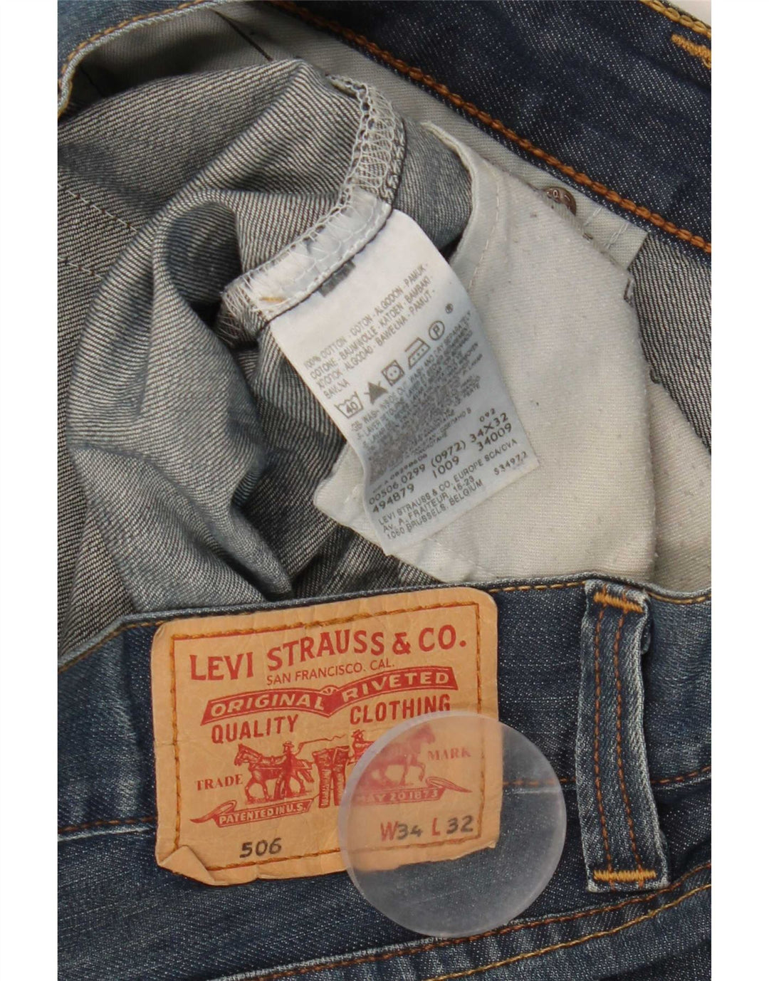 Blugi drepti pentru bărbați Levi's 506 W34 L32 Bumbac albastru