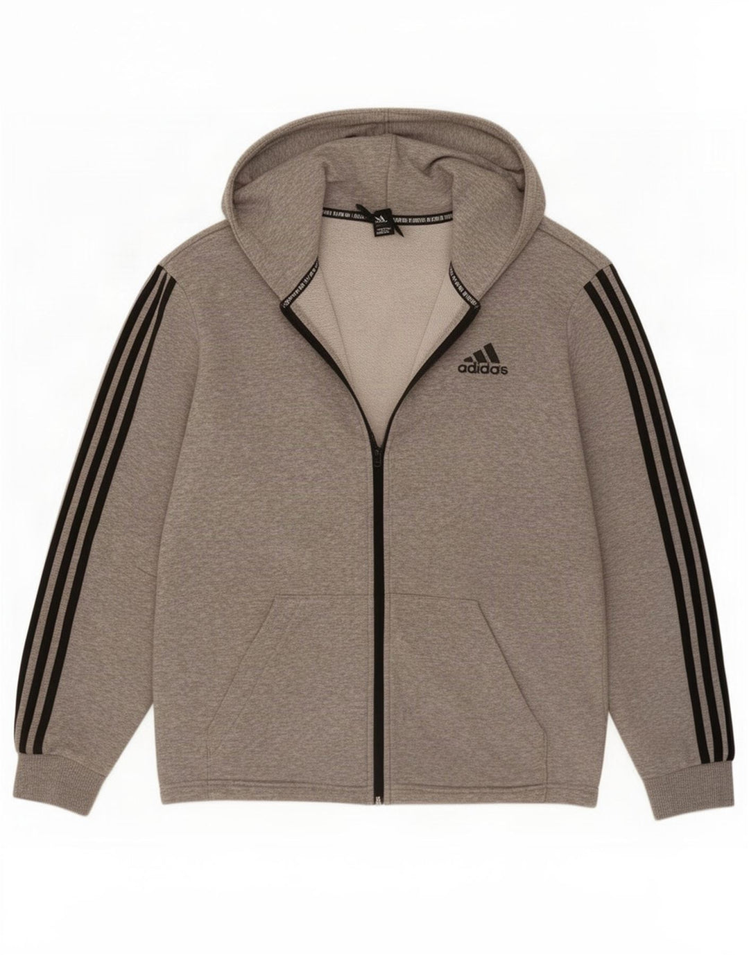 Pulover Adidas pentru bărbați, cu fermoar, bumbac cu pete, gri mediu