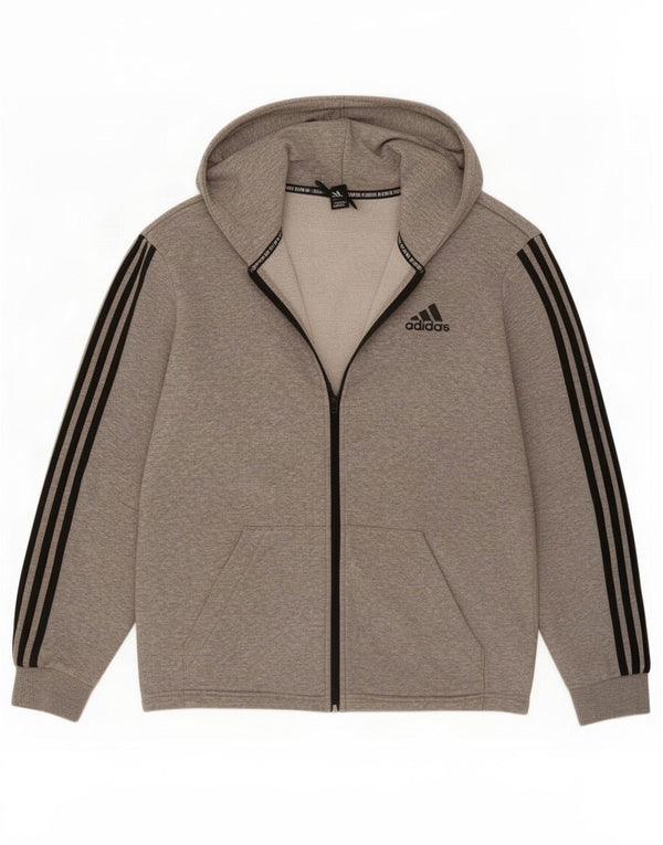 Pulover Adidas pentru bărbați, cu fermoar, bumbac cu pete, gri mediu