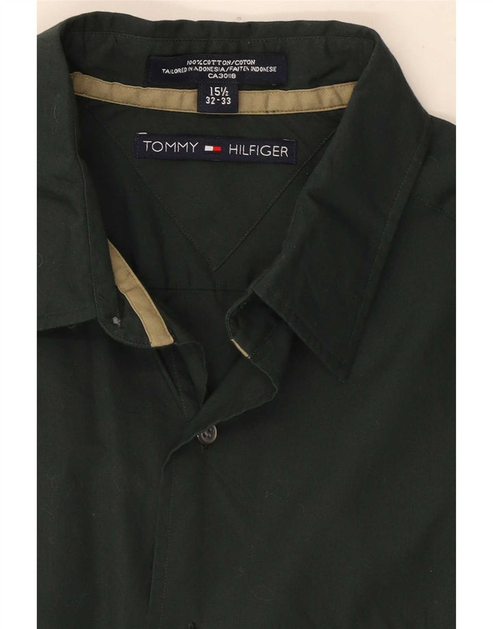 Cămașă pentru bărbați Tommy Hilfiger Mărimea 15 1/2 bumbac verde mediu