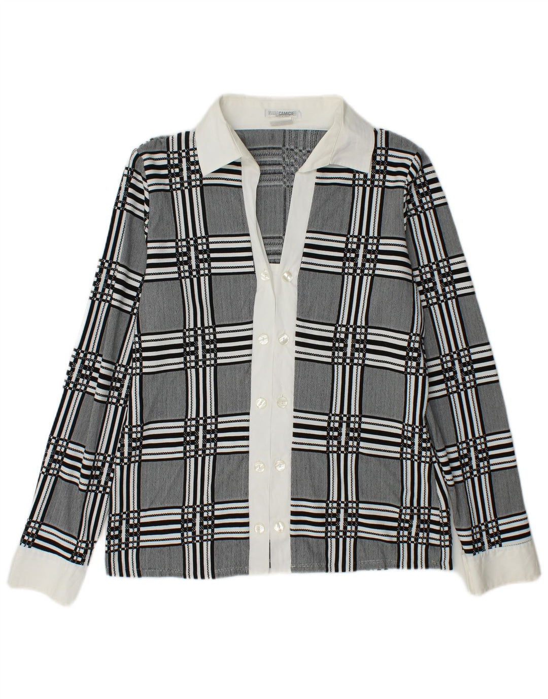 Bluză cămașă dublu piept pentru femei NARACAMICIE UK 14 Medium Grey Check