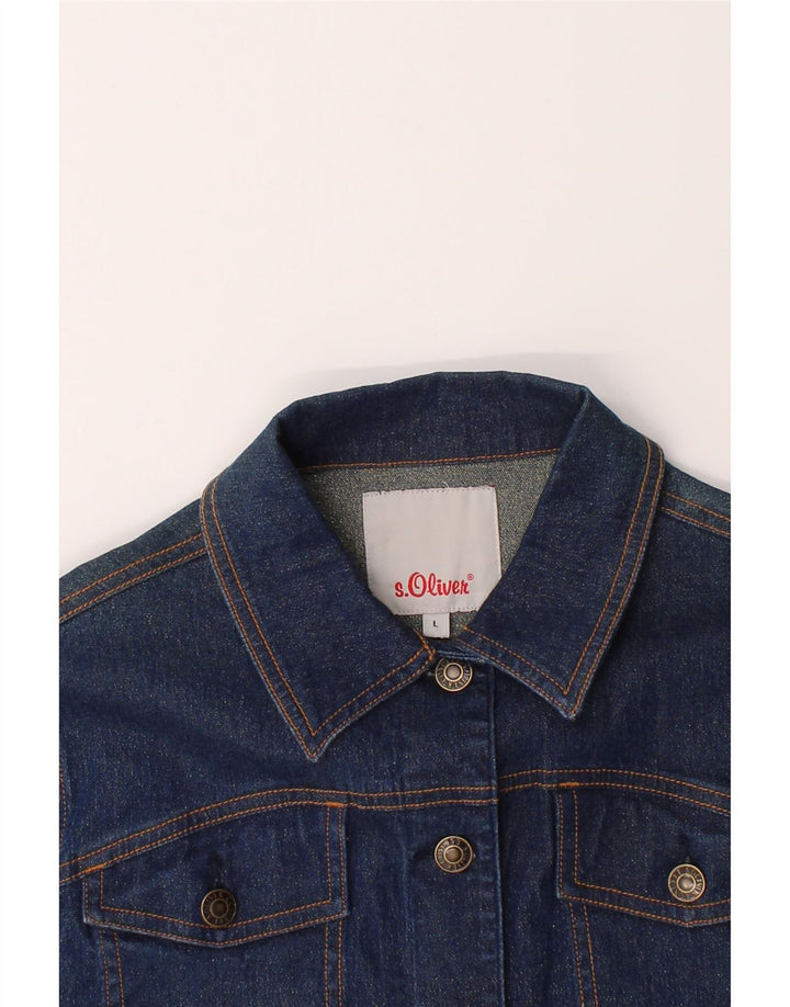 S.OLIVER Womens Denim Jacket UK 14 Large Navy Blue Cotton Vintage S.Oliver and Second-Hand S.Oliver from Messina Hembry 