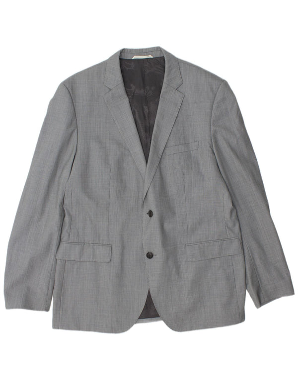 Hugo Boss Mens 2 Button Blazer Jacket EU 54 2XL Grey Houndstooth Viscose