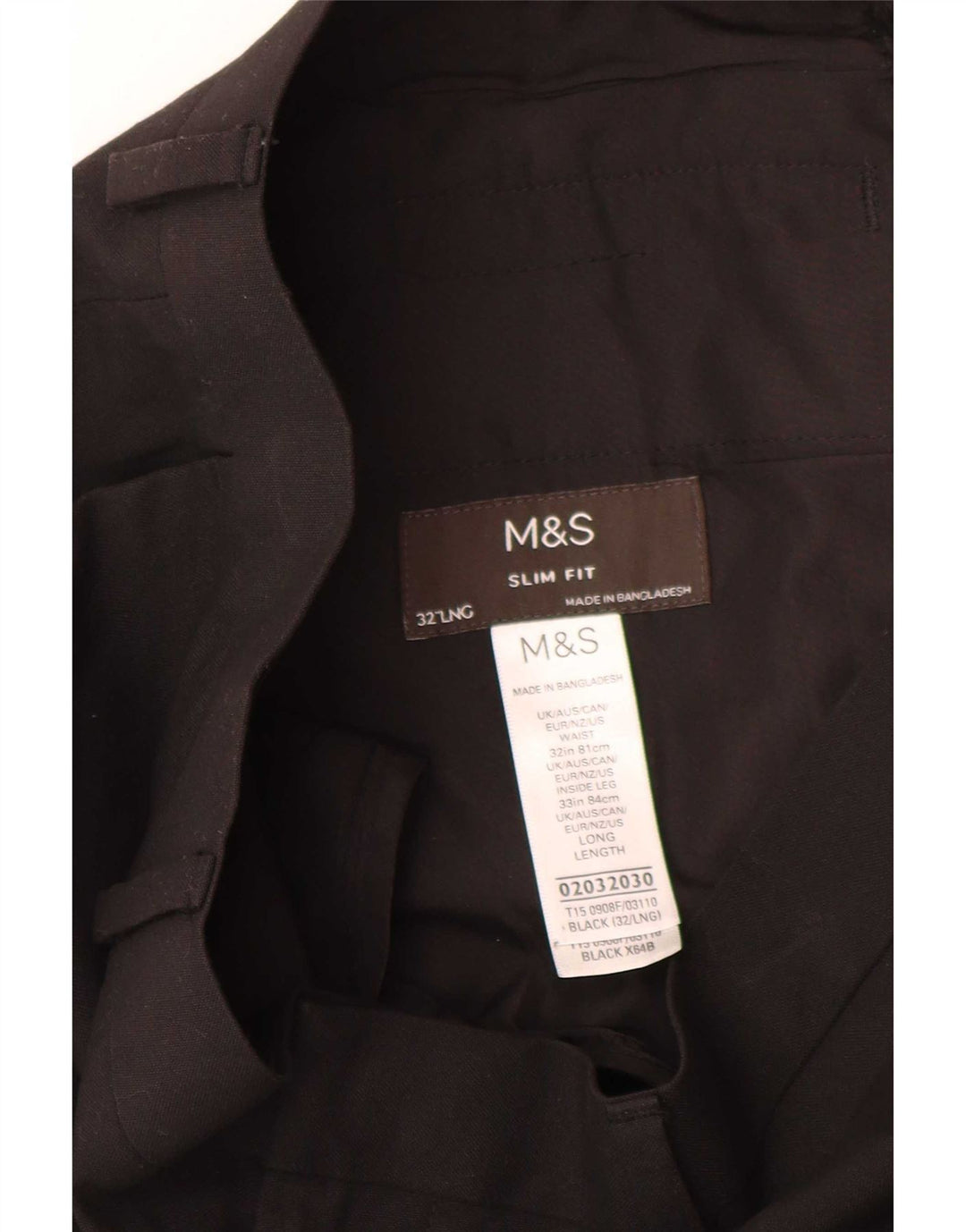Marks & Spencer Pantaloni de costum slim pentru bărbați L32 L33 Poliester negru