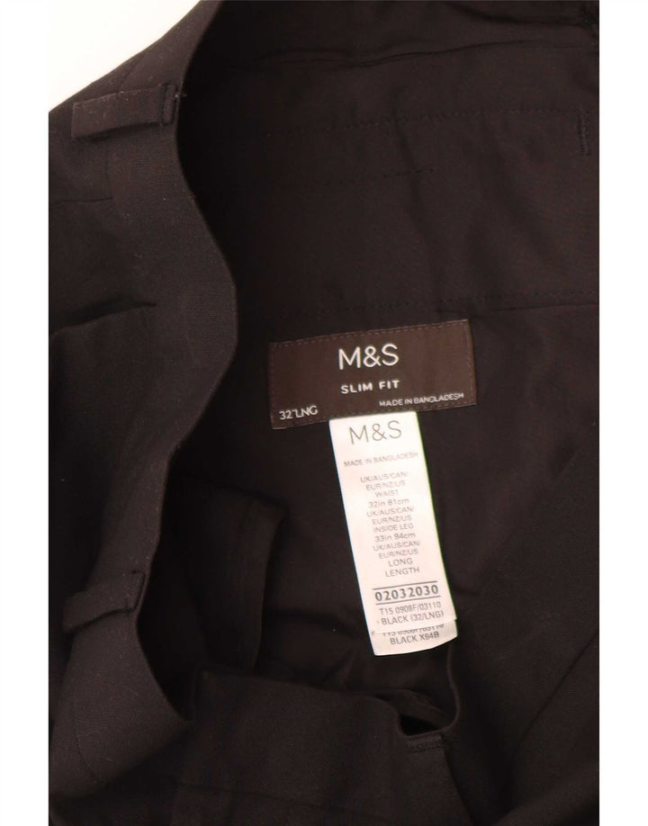 Marks & Spencer Pantaloni de costum slim pentru bărbați L32 L33 Poliester negru