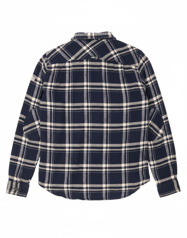 Cămașă de flanel pentru bărbați Superdry, din bumbac cu carouri, albastru bleumarin