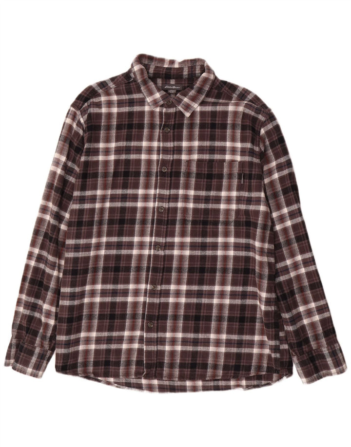 Cămașă de flanel cu carouri EDDIE BAUER, bumbac cu carouri XL maro