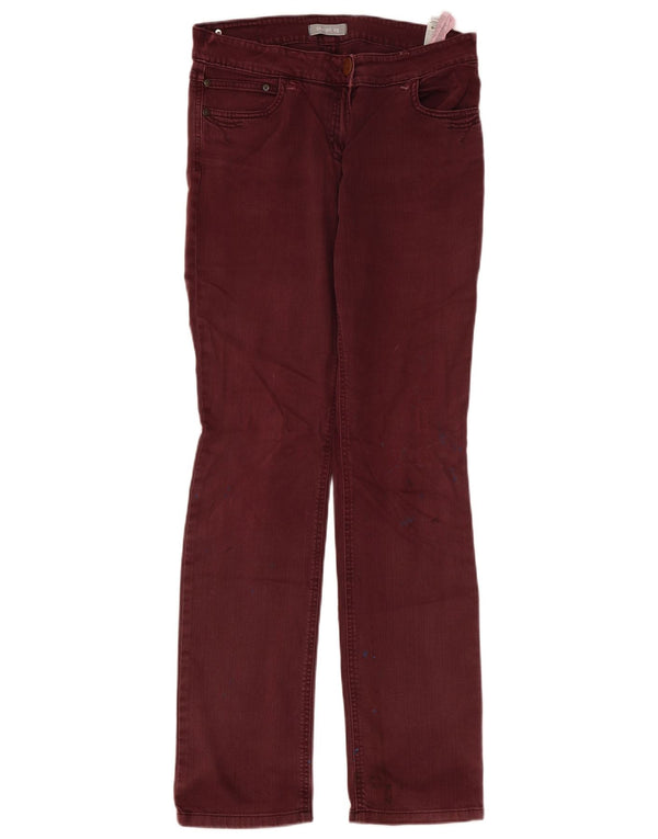Blugi drepți pentru femei Marks & Spencer UK 12 Medium W34 L33 Bumbac Burgundy