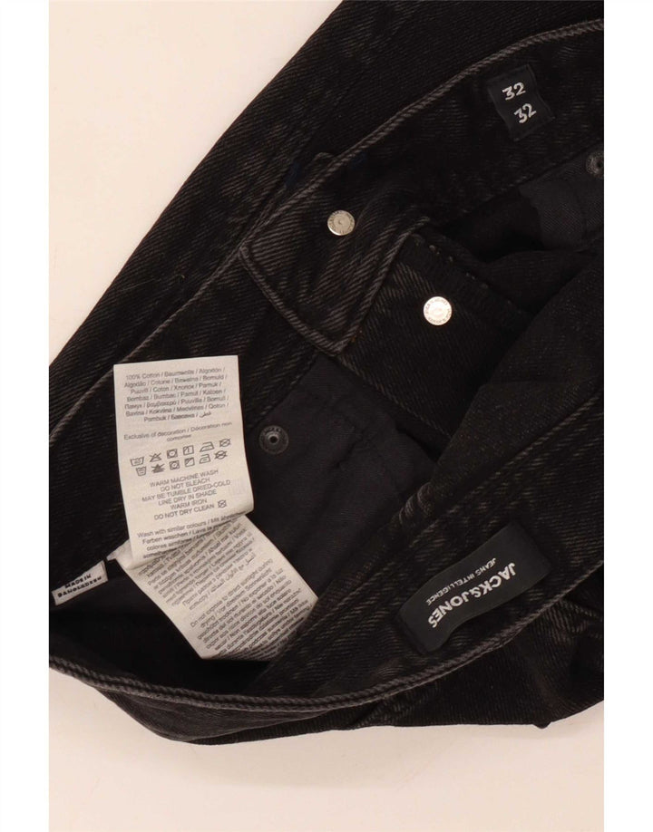 Blugi drepti pentru bărbați Jack & Jones W32 L32 bumbac negru