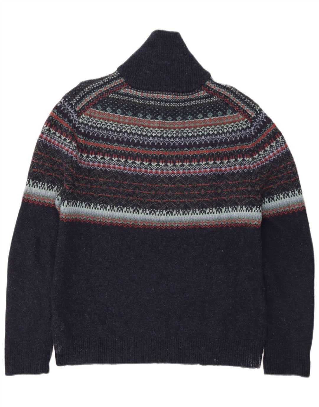 White Stuff Pulover pentru bărbați cu gât polo Pulover mare, bleumarin, lână Fair Isle