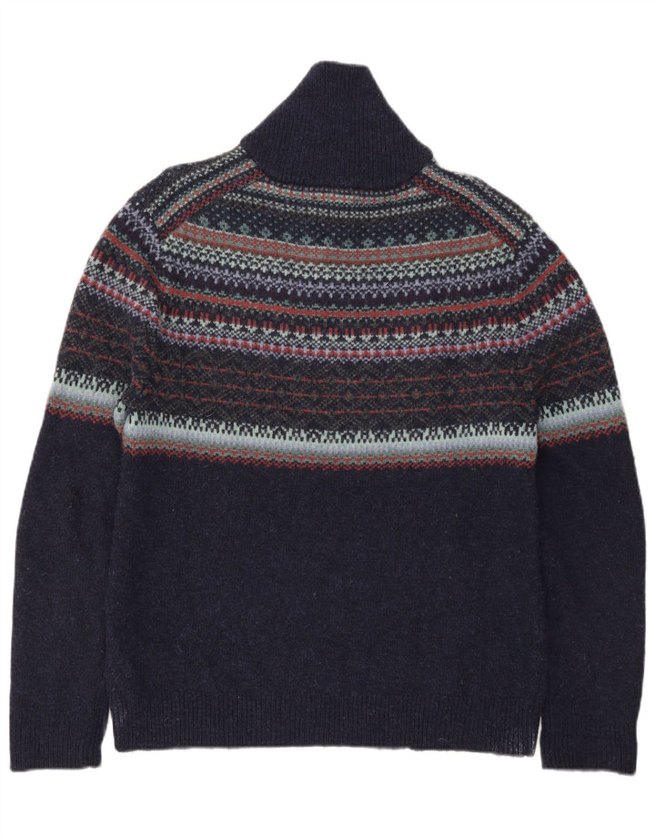 White Stuff Pulover pentru bărbați cu gât polo Pulover mare, bleumarin, lână Fair Isle