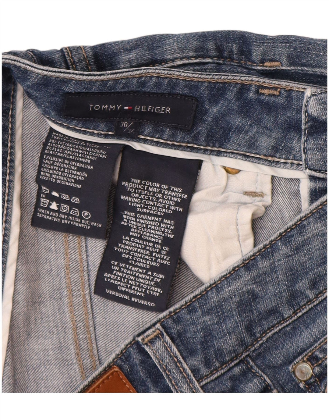 Pantaloni scurți din denim pentru femei Tommy Hilfiger W30, bumbac albastru mediu