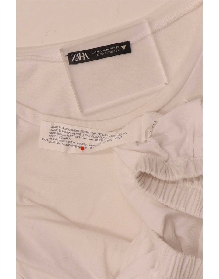 Bluză Crop Top Femei Zara UK 12 Bumbac Alb Mediu