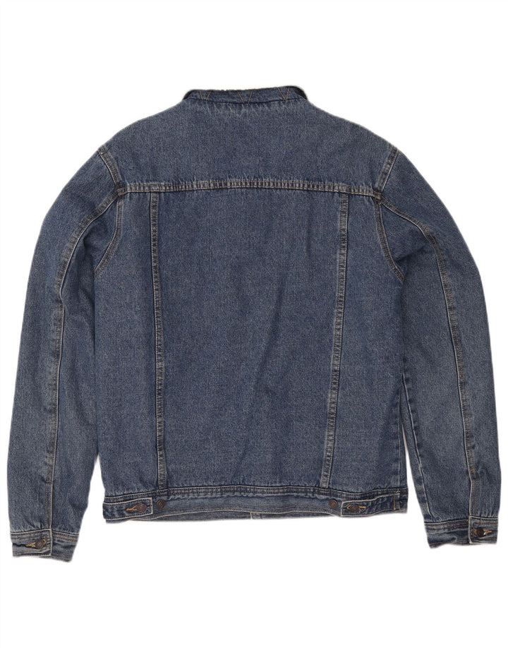 ZUIKI Mens Denim Sherpa Jacket UK 40 Large Blue Cotton
