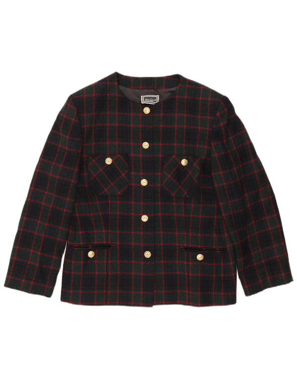 Sacou blazer pentru femei Luisa Spagnoli, cu 5 nasturi, UK 14, lână mare cu carouri, verzi