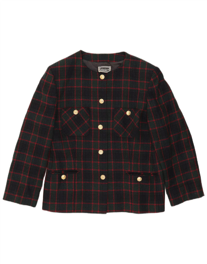 Sacou blazer pentru femei Luisa Spagnoli, cu 5 nasturi, UK 14, lână mare cu carouri, verzi