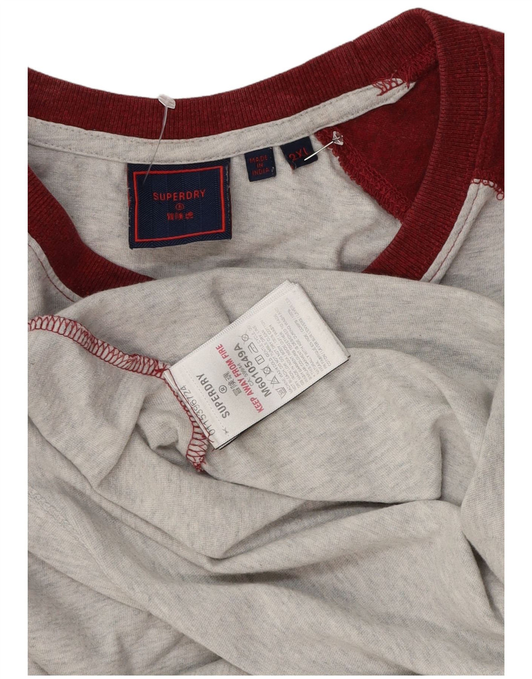 Top pentru bărbați Superdry cu mânecă lungă 2XL, gri, bumbac color bloc
