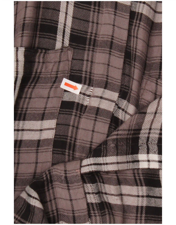 Cămașă de flanel supradimensionată pentru femei BENETTON UK 10 Small Brown Check Viscose