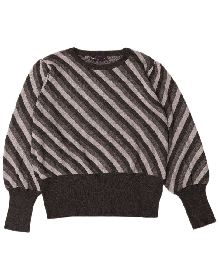 MARKS & SPENCER Pulover pentru femei cu decolteu rotund, UK 18 XL, cu dungi gri