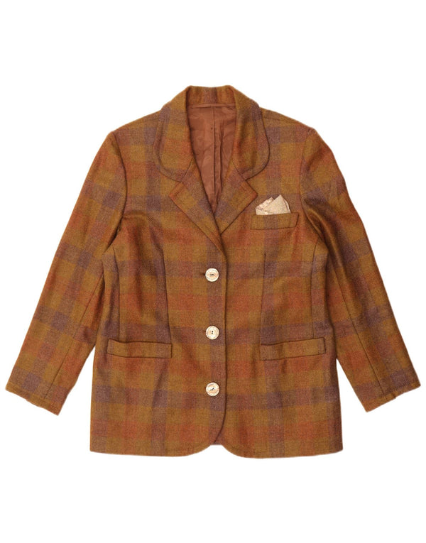 Blazer Vintage pentru femei cu 3 nasturi, UK 14 Medium Beige Check