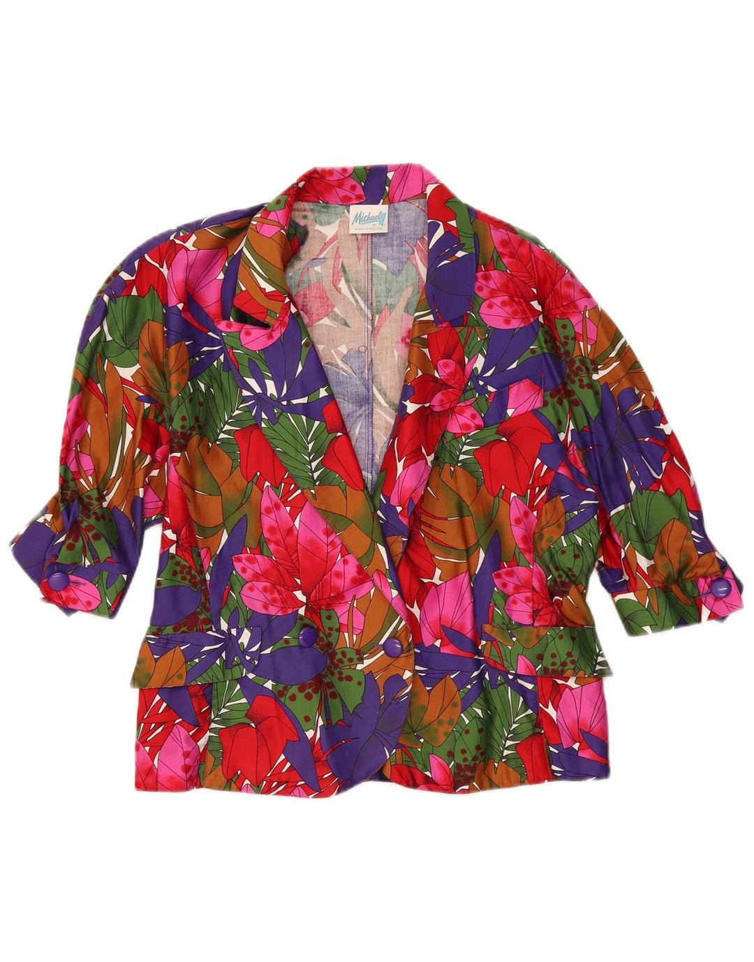 Michael H. Sacou blazer pentru femei cu 1 nasture US 16 2XL Multicolor Floral