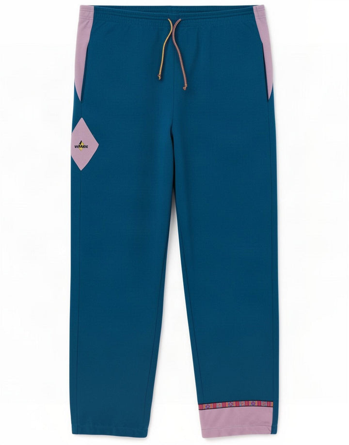 Ande Womens Velour Tracksuit Trousers XL Blue Colourblock Polyester