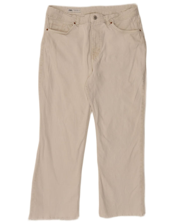 Blugi drepti pentru femei Zara EU 46 2XL W36 L26 Alb