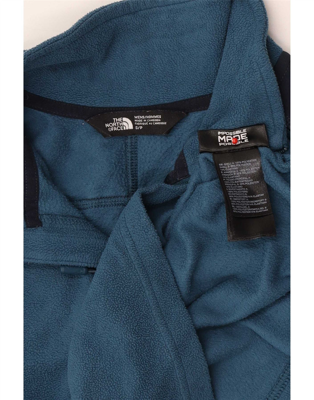 Pulover din lână The North Face pentru bărbați, cu fermoar și gât, din poliester color block, albastru