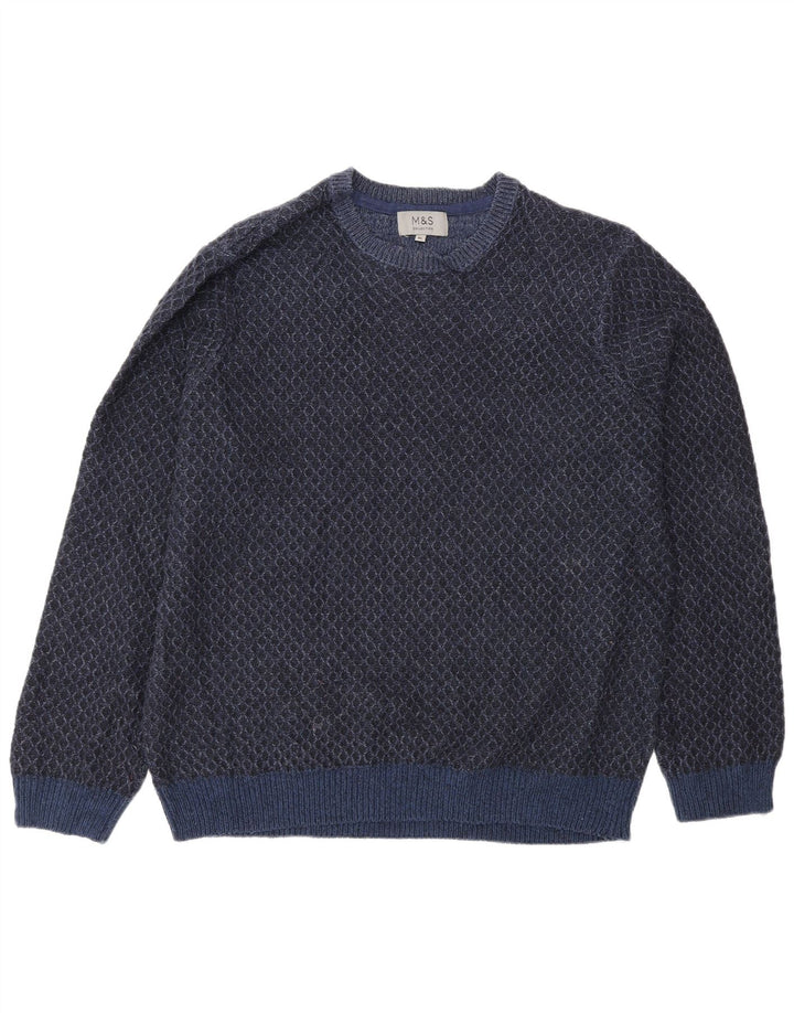 Pulover pentru bărbați Marks & Spencer cu gât crew pulover XL bleumarin geometric