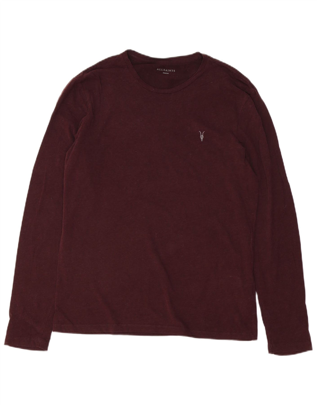 All Saints Top pentru bărbați cu mânecă lungă din bumbac burgundy mediu