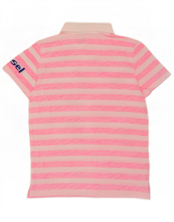 Tricou polo cu grafic pentru femei Diesel UK 16 mare bumbac cu dungi roz
