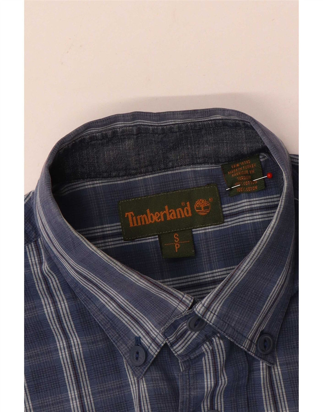 Cămașă cu mânecă scurtă pentru bărbați Timberland, bumbac cu carouri albastre mici