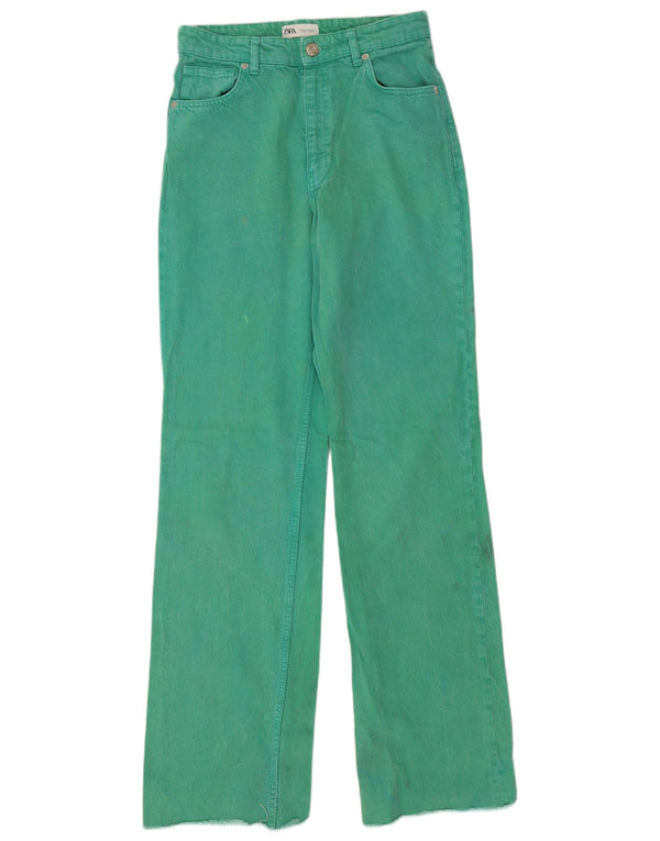 Blugi drepti pentru femei cu talie înaltă Zara EU 38 Mici L28 L34 Bumbac verde