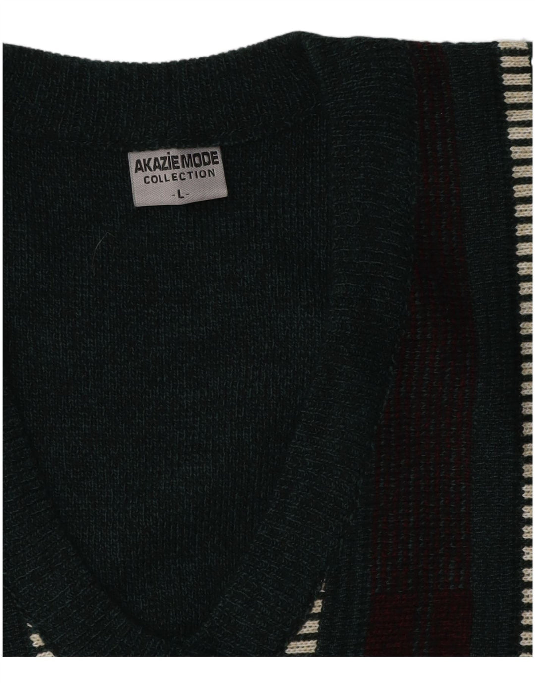 VINTAGE Pulover cu decolteu în V pentru bărbați, acrilic cu dungi verzi mari