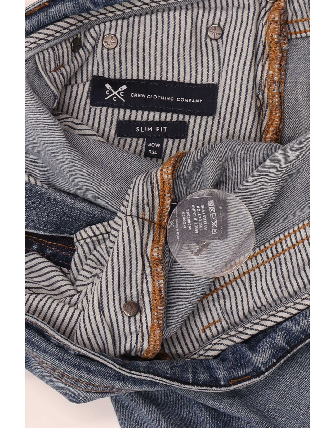 Crew Clothing Blugi slim pentru bărbați L40 L27 Bumbac albastru