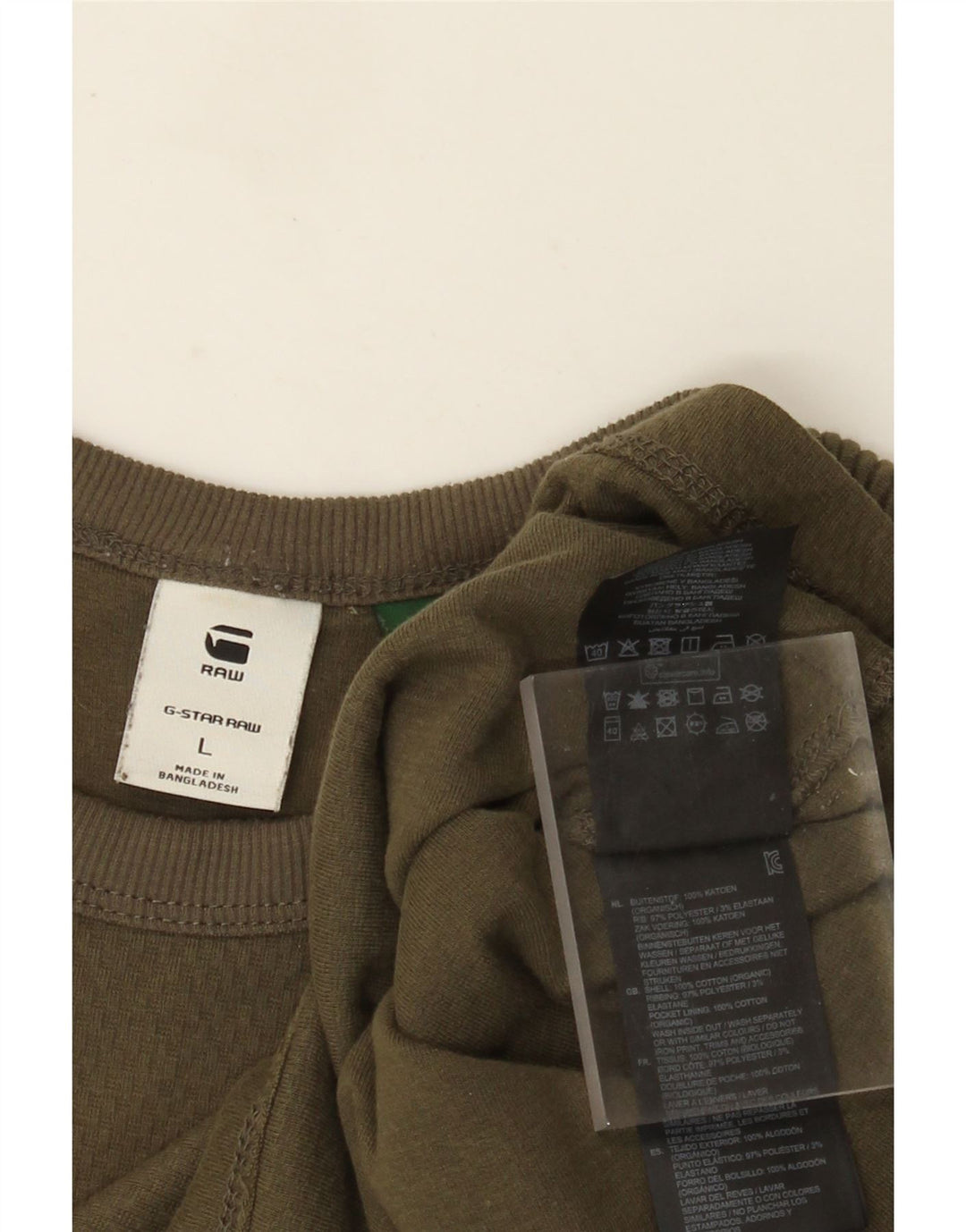 G-Star Top pentru bărbați cu mânecă lungă din bumbac kaki mare