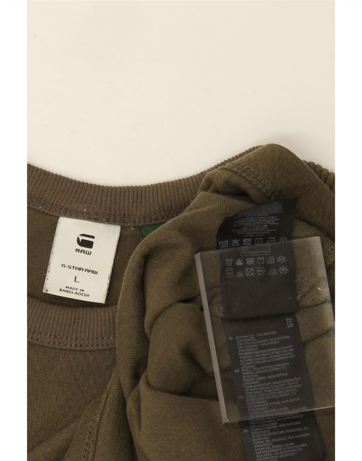 G-Star Top pentru bărbați cu mânecă lungă din bumbac kaki mare