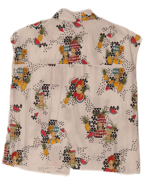 Bluză Cămașă Fără Mâneci Trafaluc pentru Damă Zara UK 10 Small White Geometric