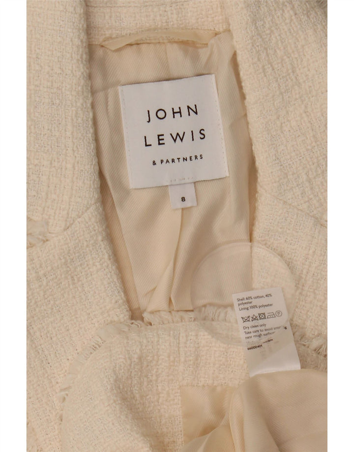 Jachetă pentru femei John Lewis cu 1 nasture, UK 10, bumbac alb mic