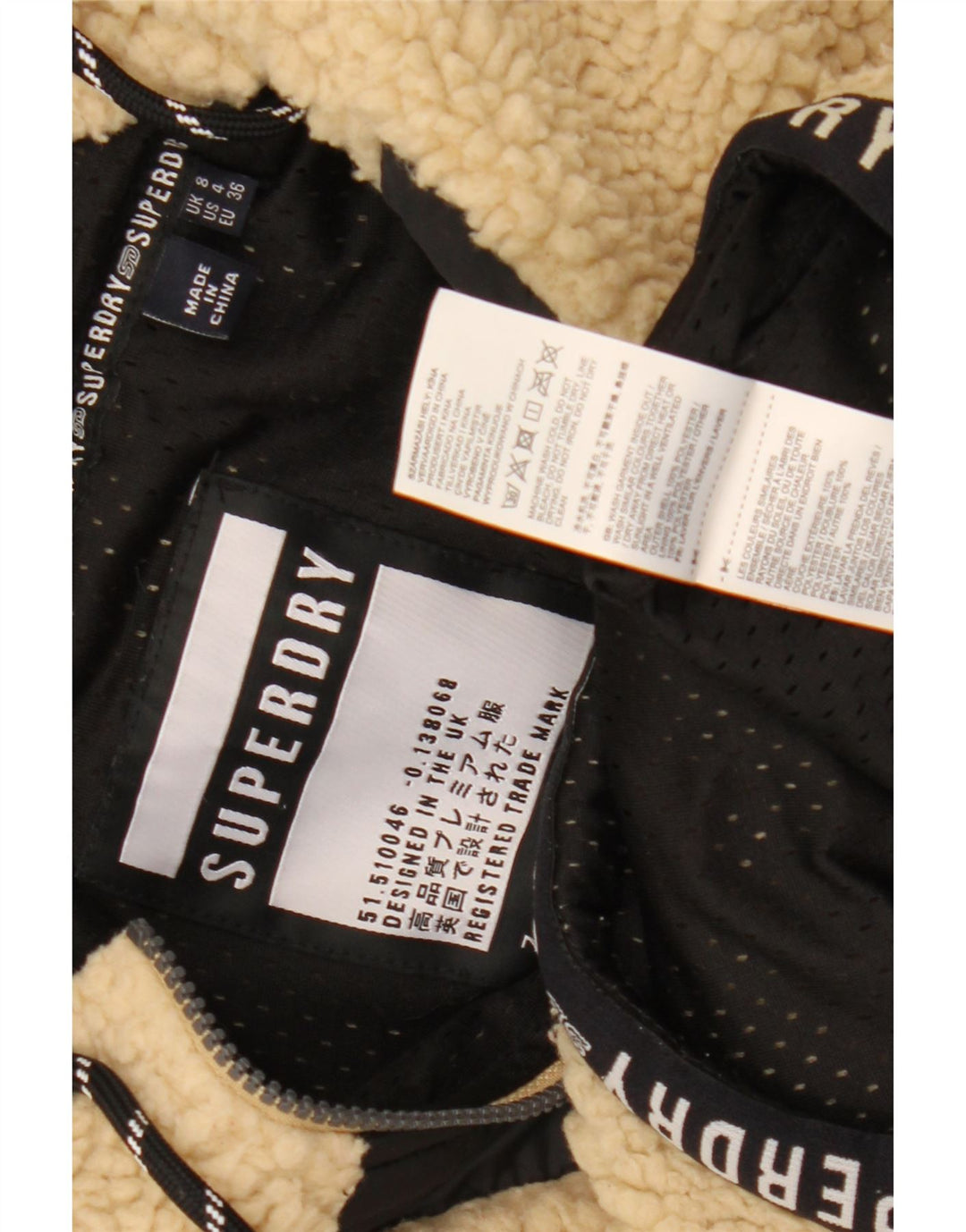 Pulover supradimensionat pentru femei Superdry Graphic Fleece UK 8 Small Bej