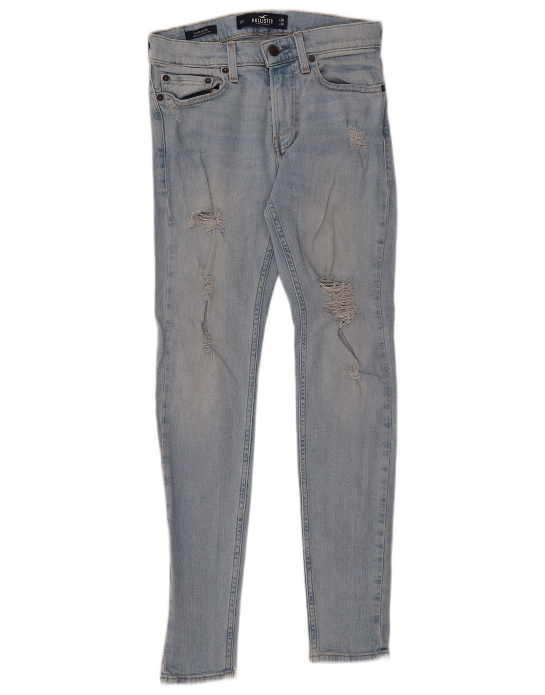 Blugi super skinny de damă HOLLISTER Distressed W28 L30 Bumbac albastru