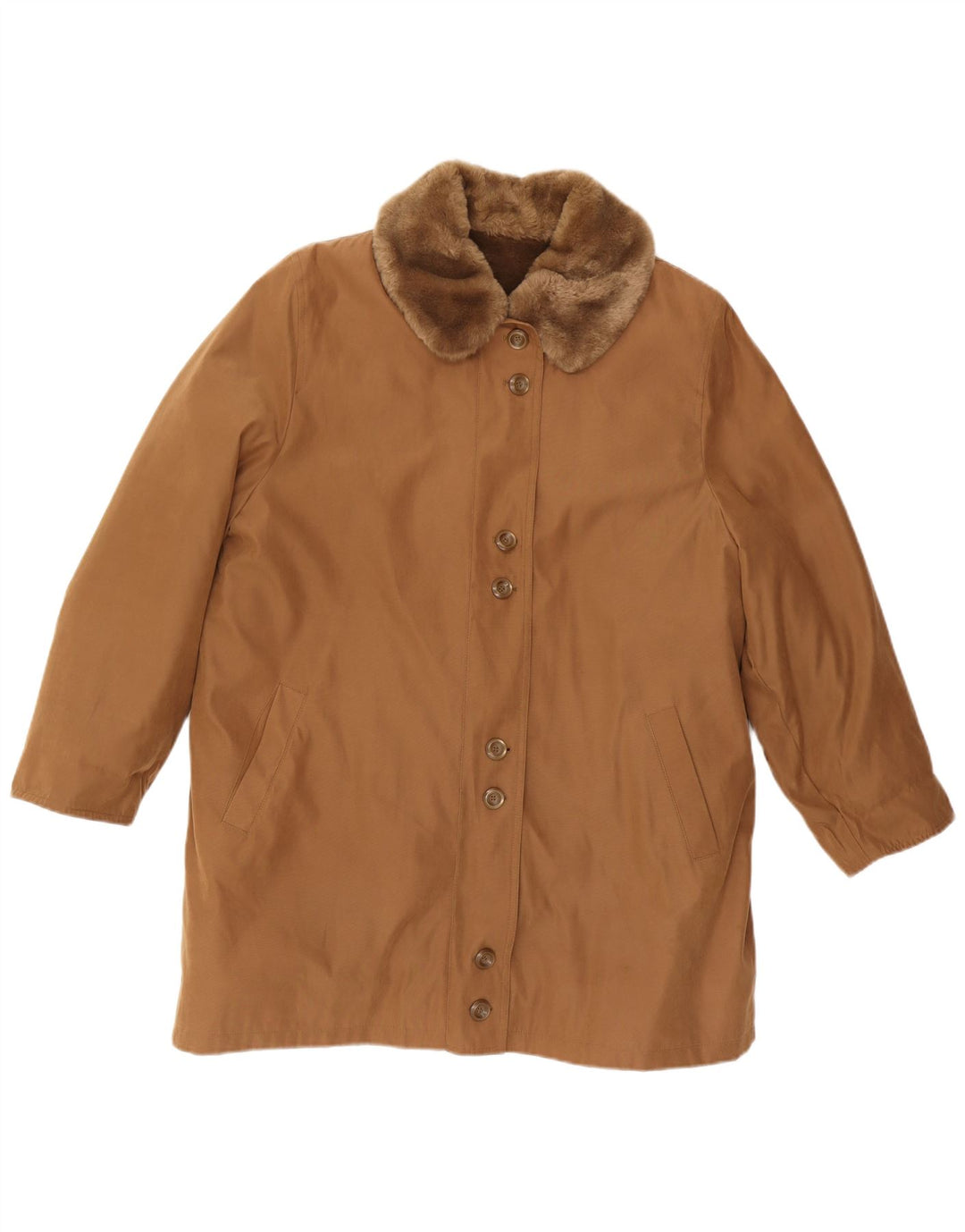 Palton Sherpa pentru femei VINTAGE UK 16 Poliester maro mare