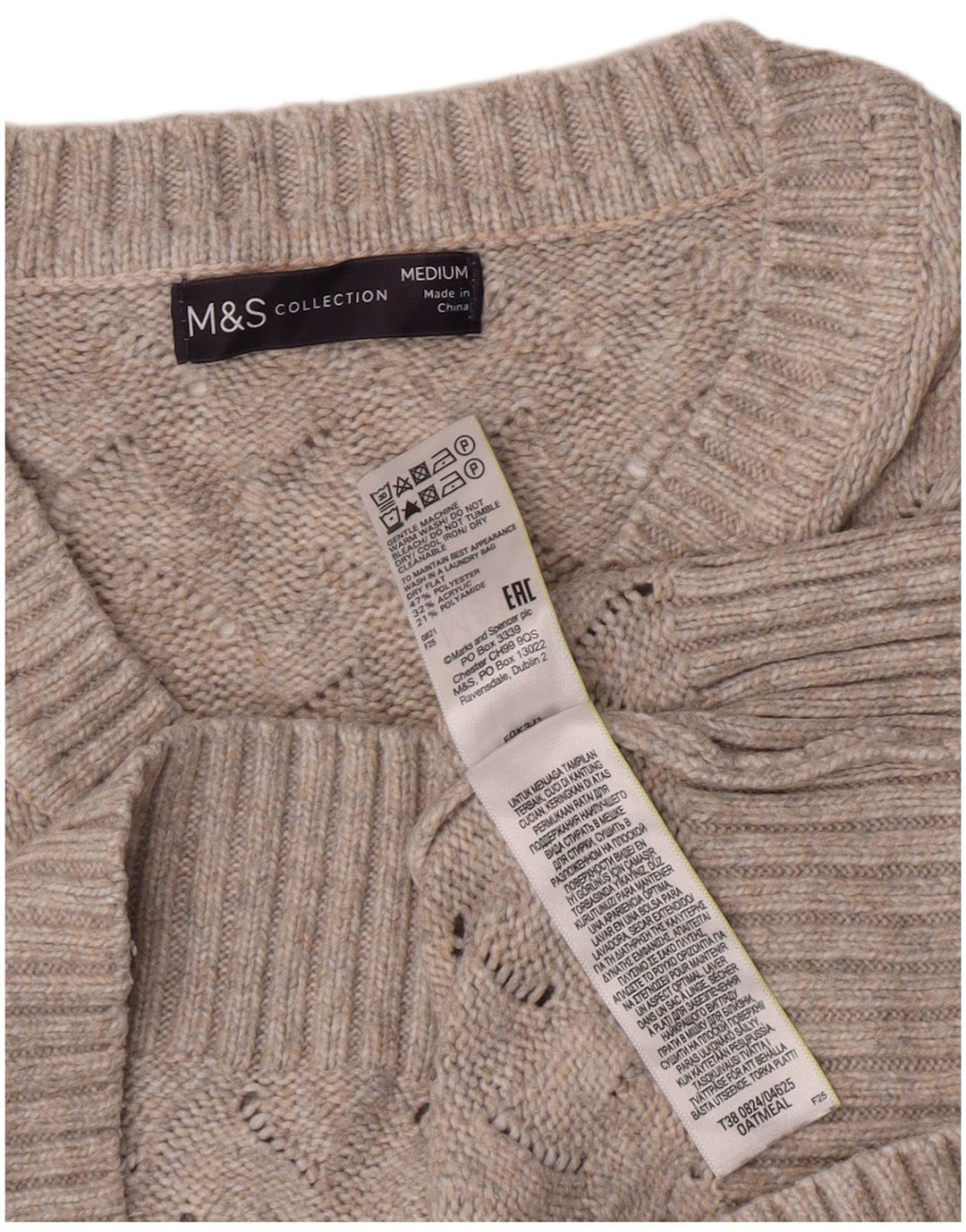 Pulover cu decolteu în V pentru femei Marks & Spencer, UK 14, gri mediu